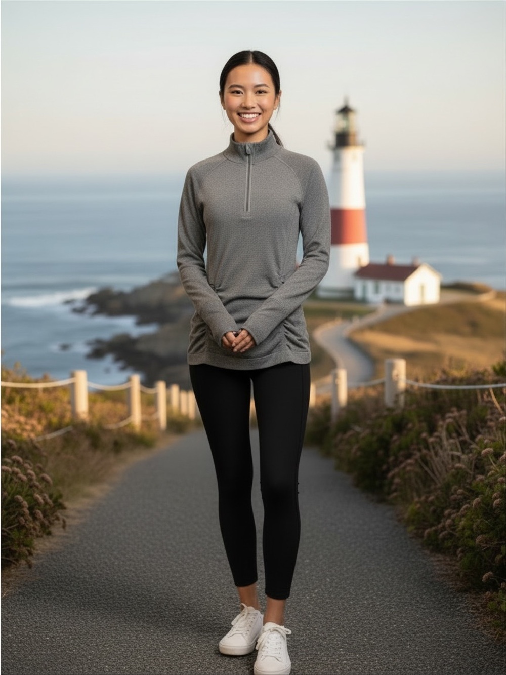 Athleta Fastest Track Quarter-Zip Pullover - Gray, Size Medium